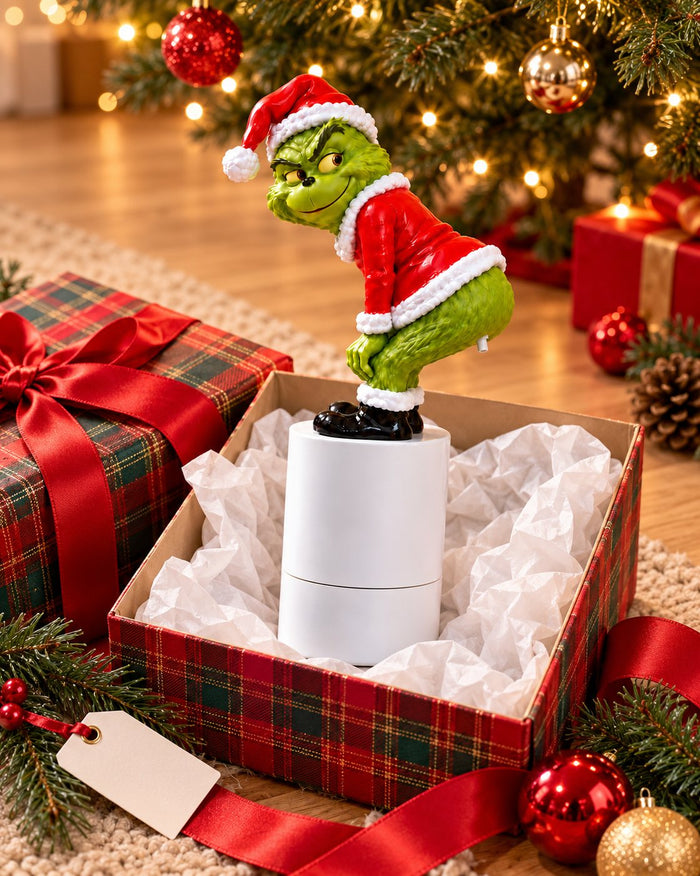 The dispenser in an opened gift box