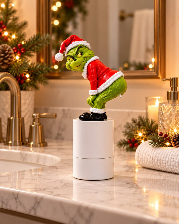 The dispenser on a bathroom counter